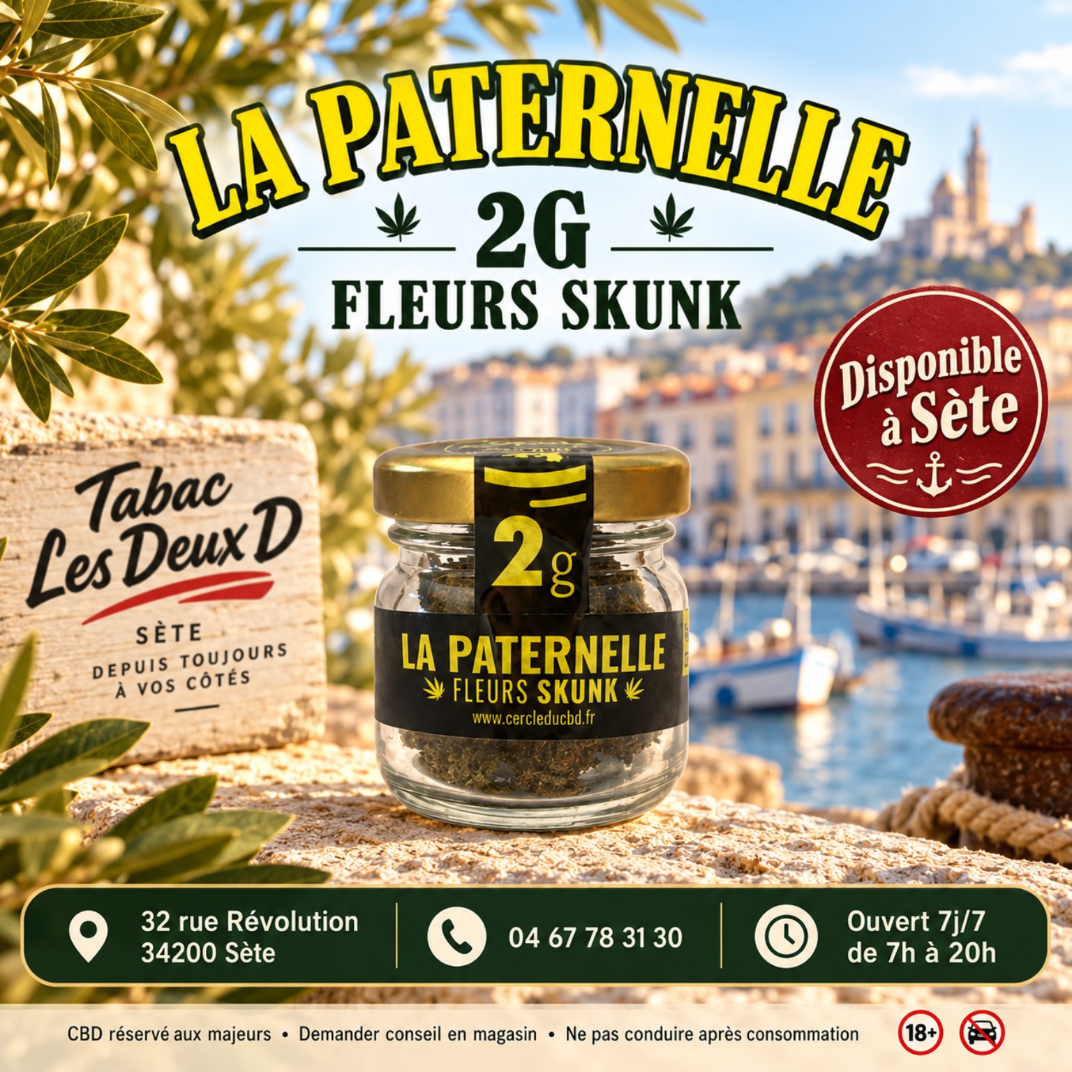 La Paternelle 2G Fleurs Skunk Cercle du CBD disponible au Tabac Les Deux D à Sète